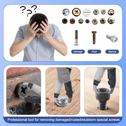 Multi-Function Screw Extractor Pliers, Non-Slip Screw Removal Tool, Extracts Stripped, Broken, Rusted Screws, Screw Pliers for Tightening, Loosening and Gripping Nuts and Bolts，Wire pliers