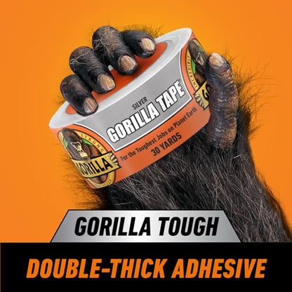 Gorilla Tape, 1.88 in x 30 yd, Silver (Pack of 6) - Duct, Utility, Triple Layer Strength, Indoor & Outdoor, Weather Resistant Shell - size: 6 - Pack