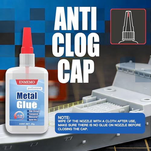 (2-in-1) Metal Glue with Brush Applicator & Nozzle,Small Piece Metal Repair,Super Instant Glue Bonding Between Metals, Metals and Other Materials,Waterproof Clear