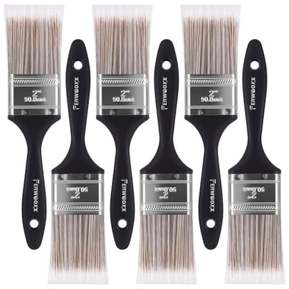 Paint Brushes -2 Inch Flat and Angle Paint Brush for All Latex and Oil Paints & Stains Paintbrush for Varnish, Paste, Gesso and Limewash(6 Packs) - size: 6 packs