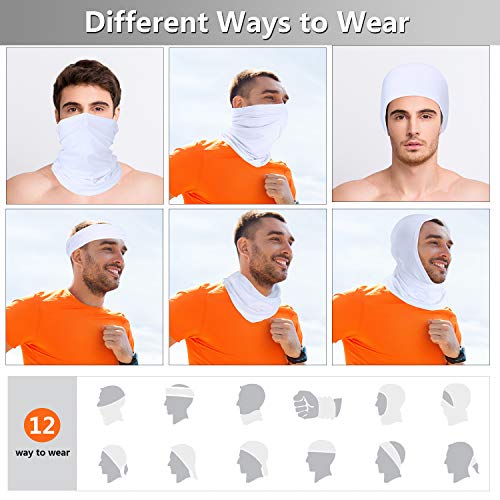 Geyoga Neck Gaiter Bandana Face Mask Summer UV Protection Cooling Breathable Face Mask Neck Scarf Balaclava for Men Women - color: White