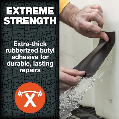 T-REX Heavy Duty Waterproof and Repair Tape for Wet or Rough/Dirty Surfaces Including Underwater, Leaks and More, 4" x 5', Black, 1-Roll (285987)
