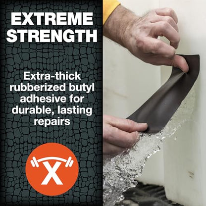 T-REX Heavy Duty Waterproof and Repair Tape for Wet or Rough/Dirty Surfaces Including Underwater, Leaks and More, 4" x 5', Black, 1-Roll (285987)