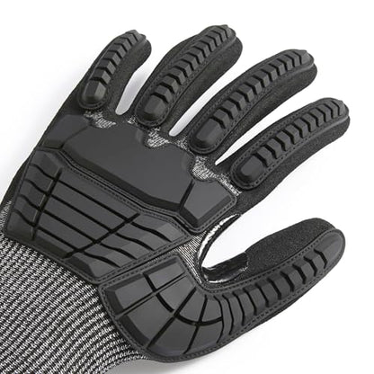 Amazon Basics Impact Protection Work Gloves, Cut Level A2, ANSI Level 4 Abrasion, Touchscreen Compatible, 15G Sandy Nitrile Palm, X-Large, Black with Brown Edge - size: X-Large