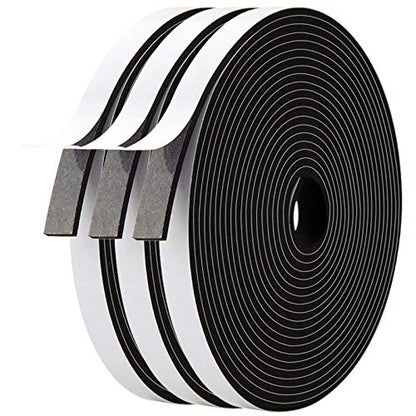 High Resilience Foam Seal Tape, 1/2 Inch x 1/8 Inch, Neoprene Weather Stripping for Doors & Windows, 59 Feet (3 Rolls x 19.7ft) - size: 1/2in * 1/8in * 59FT