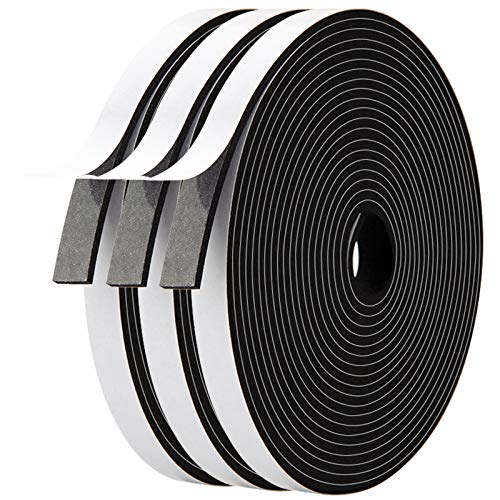 High Resilience Foam Seal Tape, 1/2 Inch x 1/8 Inch, Neoprene Weather Stripping for Doors & Windows, 59 Feet (3 Rolls x 19.7ft) - size: 1/2in * 1/8in * 59FT