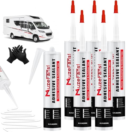 RV Roof Sealant, 6 Packs Non-Leveling Lap Sealant for RV Roofs - Non-Sag Silicone Caulk Waterproof Flexible Sealants for Campers Exterior Repairs, Trailers, Windows, Vents, White - style: 6 Packs Non Leveling