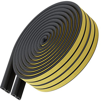 66 Feet Self Stick Foam Weather Stripping Door Window Seal Draft Stopper Insulation Tape for Windows and Doors Soundproof Weatherstripping Gap Blocker - color: Black