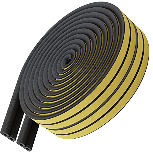 66 Feet Self Stick Foam Weather Stripping Door Window Seal Draft Stopper Insulation Tape for Windows and Doors Soundproof Weatherstripping Gap Blocker - color: Black