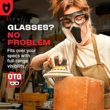 NoCry Safety Face Shield Mask for Work with Premium Anti Fog and Anti Scratch Technology — Durable ANSI Z87.1 Certified Grinding Face Shield with Extreme Impact Resistance - style: Premium Goggles + Shield