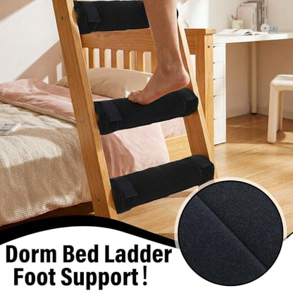 4 Pcs Dorm Bed Ladder Foot Support College Dorm Bed Step Pad with 8 Adjustable Hook & Loop Straps Beds Step Foot Covers Bunk Ladder Pads for College Bunk Loft Steps