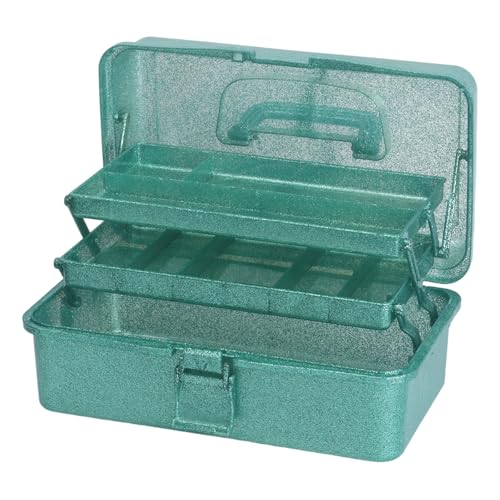 3-Tier Stackable Storage Organizer Box | Portable Multi-Use Tackle Box for Art Supplies, Makeup & Sewing Kits | Durable Design w/Adjustable Compartments (Green) - size: Large Green