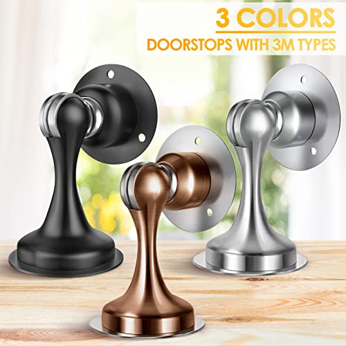 Door Stoppers Magnetic Door Catch, Stainless Steel Magnetic Door Stop 2 Pack, Double-Sided Adhesive Tape, No Drilling, Screws for Stronger Mount, Holder Your Door Open for Wide Doors - style: 2 Pack Red Bronze