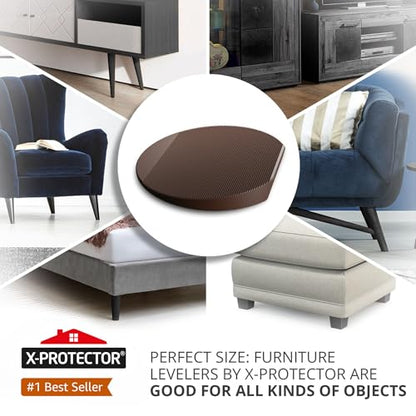 X-Protector Furniture Levelers - 16 PCS 2" - Brown Rubber Shims for Leveling - Multi-Purpose Leveling Feet to Prevent Furniture from Wobbling - Good for All Kinds of Furnishings! - size: 16 Pack, Brown