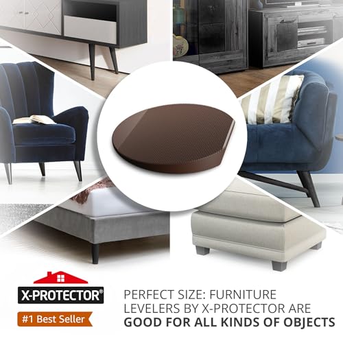 X-Protector Furniture Levelers - 16 PCS 2" - Brown Rubber Shims for Leveling - Multi-Purpose Leveling Feet to Prevent Furniture from Wobbling - Good for All Kinds of Furnishings! - size: 16 Pack, Brown