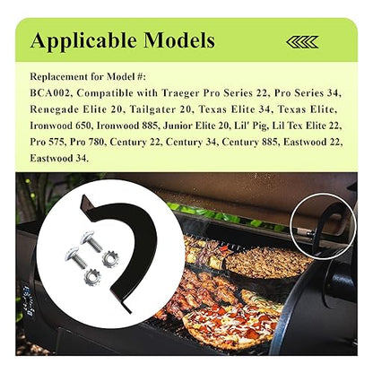 BCA001 Left & BCA002 Right Side Grill Lid Door Stop Arc, 74050 & 74051 Grills Lid Hinge Kit W/Screws, Fits Pro Series 22, Tailgater 20, Century 885, Eastwood 22