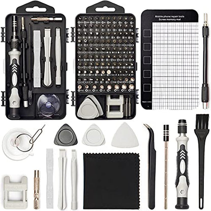STREBITO Precision Screwdriver Set 124-Piece Electronics Tool Kit with 101 Bits Magnetic Screwdriver Set for Computer, Laptop, Cell Phone, PC, MacBook, iPhone, Nintendo, PS4, PS5, Xbox Repair - color: Grey