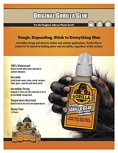 Gorilla Original Waterproof Polyurethane Glue, 8 ounce Bottle, Brown, (Pack of 10) - size: 8 Ounce (Pack of 10)