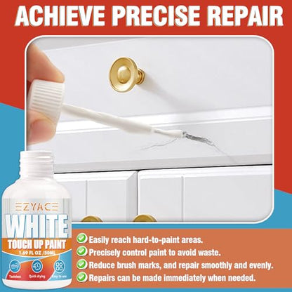 White Touch Up Paint Pen, White Paint for Wall, Door, Cabinets, Furniture, Enamel, Appliance(Semi-Gloss, 50ML)