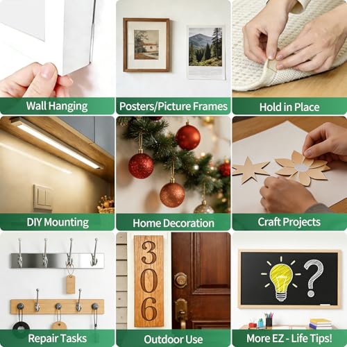 EZlifego Double Sided Tape Heavy Duty(Extra Large, Pack of 2, Total 396 Inch), Nano Double Sided Adhesive Tape, Clear Mounting Tape Picture Hanging Strips, Removable Wall Tape Sticky Poster Tape Decor