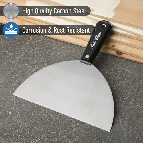 Bates- Putty Knife, 8 Inch, Plastic Handle, Carbon Steel, Flexible, Metal Scraper, Drywall Spackle Knife, Metal Paint Scraper Tool, Putty Knife Scraper, Wall Scraper - color: Black, size: 8 Inch