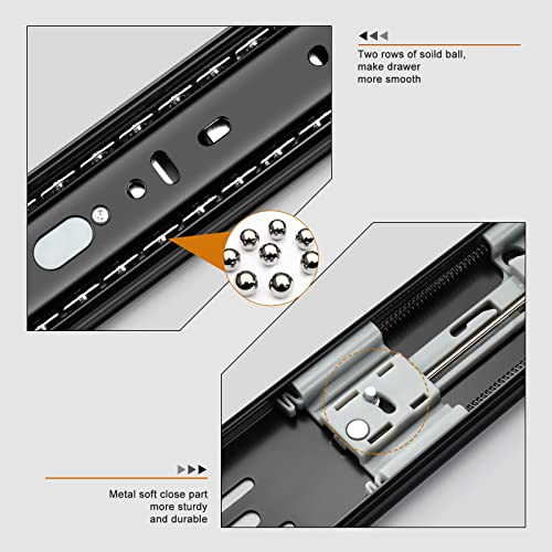 LONTAN 12 Inch Soft Close Drawer Slides Side Mount Dresser Drawer Glides 2 Pair Black 9.76" Extension Ball Bearing Heavy Duty Rails for Cabinets Drawer Hardware 100LB Capacity - color: Black, size: 12 Inch