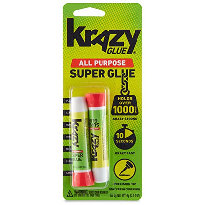 Krazy Glue KG58548R All-Purpose 0.07 Oz Super Glue Tube 2 Pack; Great for Everyday Household Repairs; Forms an Extra-Strong Bond on Wood, Rubber, Glass, Metal, Plastic and Ceramic 12 Pack - size: 12 Count