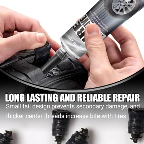Tire Repair Glue, Tire Repair Nail, Tire Repair Rubber Nails Kit with 2 Tubes of Black Tire Sealant Glue 50ml, Tire Repair Screws Kit for Car Motorcycle Truck Tractor Puncture Repair