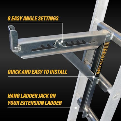Metaltech Jobsite Series 3-Rung Ladder Jack 2-Pack E-LJ30P, Aluminum Jack for Scaffolding Extensions and Work Platforms, Scaffold, Masonry, Painting, and Roofing Tool for Job Site and Home Improvement - size: 2 Unit 3 Rung