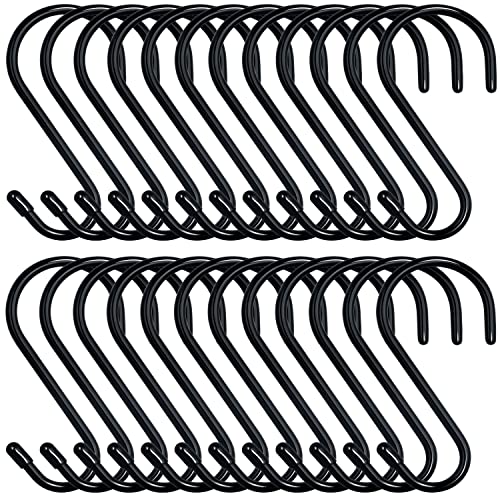 24 Pack 4 Inch Heavy Duty Large S Hooks - Vinyl & Rubber Coated Non Slip Metal S Hooks for Hanging Plants, Closet, Garden, Jeans, Jewelry, Pot, Pan, Cups, Towels - color: Black, size: 4 Inch-24 Pack