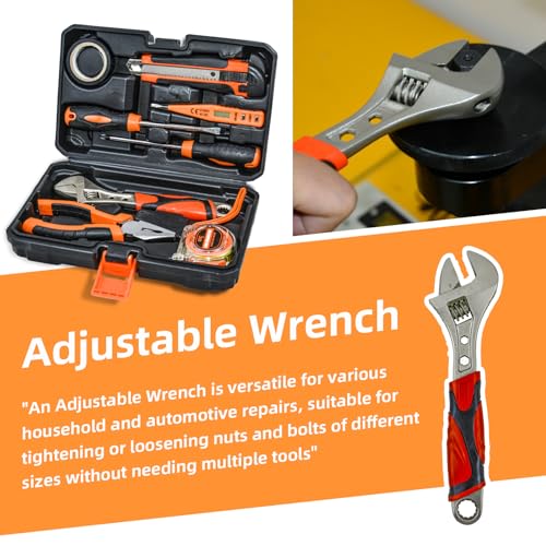 Home Repair Partner Home Hand Tool Kit And Portable Toolbox Include Wrench,Utility Knife,Screwdriver.Multi Functional Home Tool Set For House,Garage,College Dorm And Office Covering Multiple Scenarios - size: 8 pcs