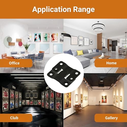 16Pcs Stainless Steel Interlock Hanging Buckle,Flush Concealed Mount Brackets Stainless Steel Z Clip Bracket Interlock Hanging Buckle Mountain Buckle for Picture Display Art Gallery (L2, Black) - color: Black, size: Large With Screws