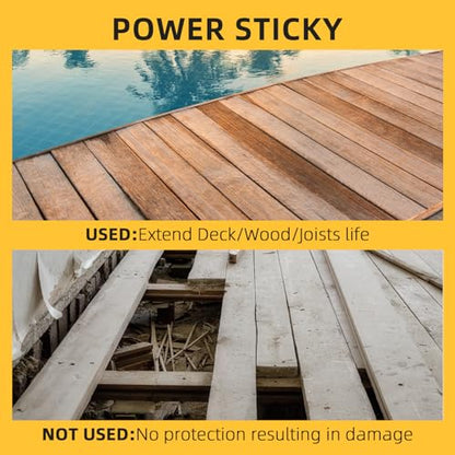 Deck Joist Tape 4 Inch x 50 Ft – Waterproof Butyl Sealant Tape for Extreme Temperature, UV Resistant & Anti-Corrosion, Ideal for Wood Joists, Beams, RV Roof & Outdoor Deck Protection - size: 4" X 50 Ft
