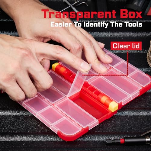 Geinxurn Plastic Tools Box Set, 7Pieces Red Transparent Portable Storage Case for Various Tools and Small Parts Accessories Storage Organizer - style: Rdbox-Mixed