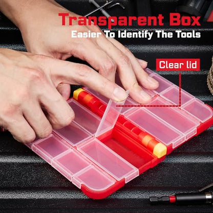 Geinxurn Plastic Tools Box Set, 7Pieces Red Transparent Portable Storage Case for Various Tools and Small Parts Accessories Storage Organizer - style: Rdbox-Mixed