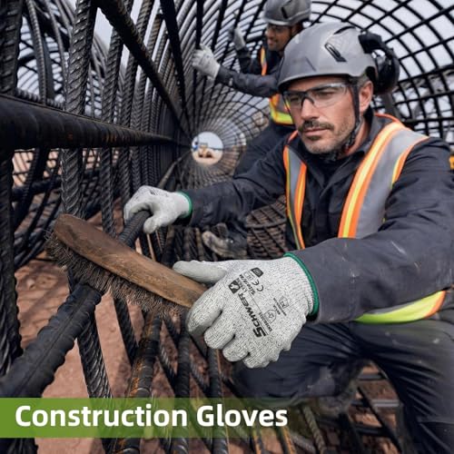 Schwer 12 Pairs Safety Work Gloves with Certified Level 6 Abrasion Resistance, ANSI A2 Cut Resistant Working Gloves with Grip for General Use, Construction, Gardening, Mechanic, 3D-Comfort, LT5636, M - size: Medium, style: 12 Pairs