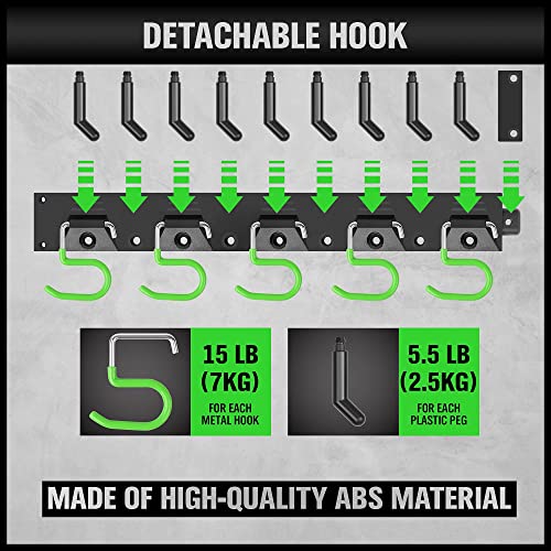 SWANLAKE Plastic 64 Inch Adjustable Storage System, Wall Mounted Hooks Tool Organizer, Garden Tool Hangers, Black - style: Adjustable 64"