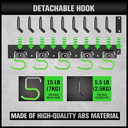 SWANLAKE Plastic 64 Inch Adjustable Storage System, Wall Mounted Hooks Tool Organizer, Garden Tool Hangers, Black - style: Adjustable 64"
