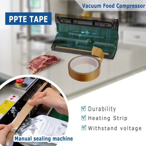 High Temperature Teflon Tape 1 inch x 33 feet PTFE Adhesive Teflon Tape - Fits Weston,FoodSaver, Seal A Meal, Cabellas Vacuum