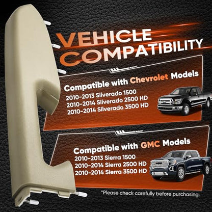 22818467 Door Panel Armrest, Front Left Driver Side Arm Rest Compatible with 2010-2014 Chevy Silverado & GMC Sierra 1500 2500HD 3500HD, Designed for Door Panel with Release Handle Below Armrest, Tan - color: 22818467 Tan Driver Side Armrest