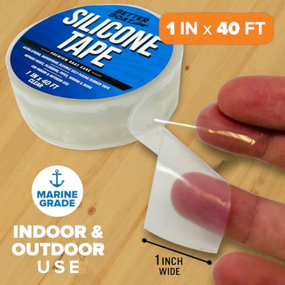 Better Boat Self Fusing Silicone Tape Waterproof Clear, Plumbing Tape for Leaks, Hose and Pipe Repair Tape, 1 in x 40 ft - color: Clear, size: 40 Ft X 1 in