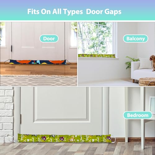 Weighted Door Draft Stopper, 2 Pack 36 Inch Under Door Blocker, Bottom of Door Window Air Noise Light Gap Filler, Saving Energy Cartoon Print Canvas Cotton 2.2Lb - size: 36 inch
