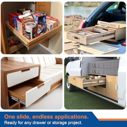 VADANIA 36" Soft Close Heavy Duty Drawer Slides, #VK2053, Up to 265lb Load Capacity, 3-Fold Full Extension, Ball Bearing, Side Mount, 1-Pair - color: #K53 - Soft Close, size: 36 Inch