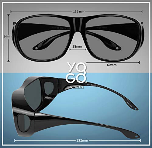 Fit Over Wrap Sunglasses Polarized Lens Wear Over Eyeglasses 100% UV Protection for Men and Women - color: 1 Pack: Black Frame and Blue Mirror Lens