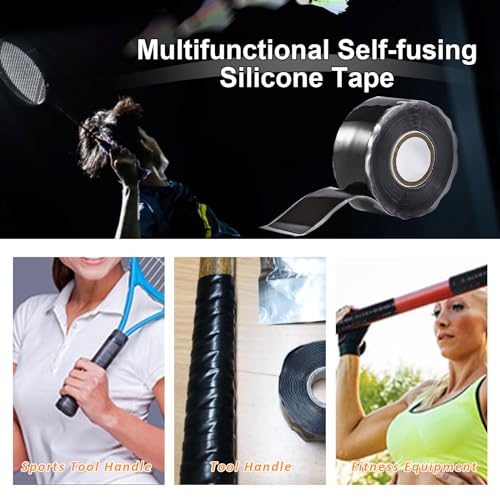 SIKEDEPRO Seal Self Fusing Silicone Tape, 2 Rolls 1inx10' Weatherproof Pipe Repair Tape, Heavy Duty and Leak Proof Rubber Pipe Tape，Flex Seal Tape for Emergency Pipeline Repair/Cable Bandage/（Black）