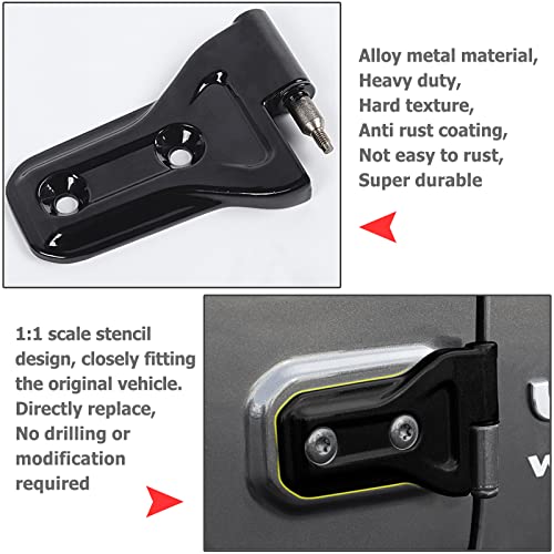 for Jeep JL Door Hinges 8Pcs Heavy Duty Black Aluminum Alloy Door Hinge Kit Replacement w/Pins Screws Tools for Jeep Wrangler JL JLU Gladiator JT 2018-2026 - size: for Jeep JL (8Pcs)