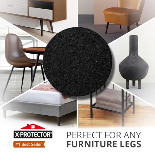 X-Protector Felt Furniture Pads - 24 Pcs 2" - Round Felt Pads for Furniture Feet - Protect Hardwood Floors! (Black) - size: 2" 24 Black, Round