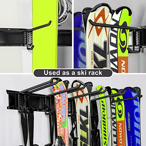 TORACK Garage Storage Organizer Systems, Wall Mount Overhead shelving, 48 inch Heavy Duty Steel Tool Racks, 6-Pack 12'' Double Hooks, 48 inch by 7 inch Floating Shelves, up to 1200Ibs - size: Upgraded Metal Rack