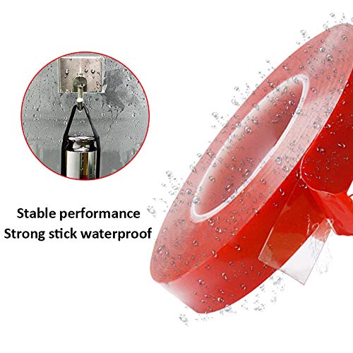 DGSL 0.47 Inch Clear Double Sided Tape Heavy Duty Mounting Tape, Acrylic Clear Mounting Tape for Wall Mount, Hanging Photo, Wall Decor, Art, Led Light Tapes (33 Ft X 3 Pack) - size: 0.47inch Width