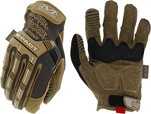 Mechanix Wear: M-Pact Work Gloves with Secure Fit, Work Gloves with Impact Protection and Vibration Absorption, Safety Gloves for Men (Brown, Small) - color: Brown, size: Small